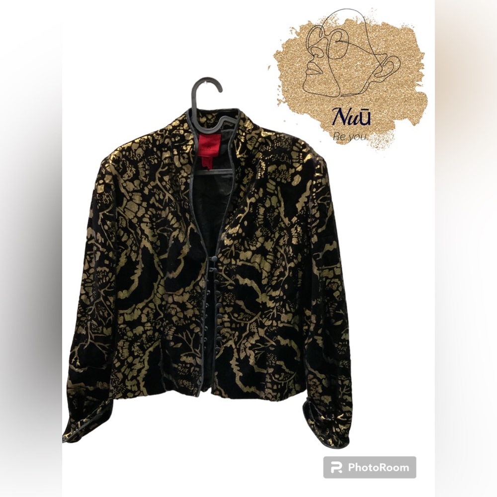 Vintage Asian-style Blazer Black and Gold Size 10